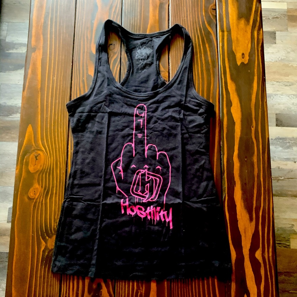 Woman’s Hostility Racer Back Tank.